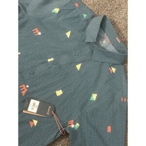 Roark Bless Up Perforated Men's Small Aztec Woven Shirt Costa Blue Casual Preppy